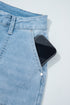 High Rise Barrel Leg Relaxed Fit Utility Patch Pocket Stretch Jeans
